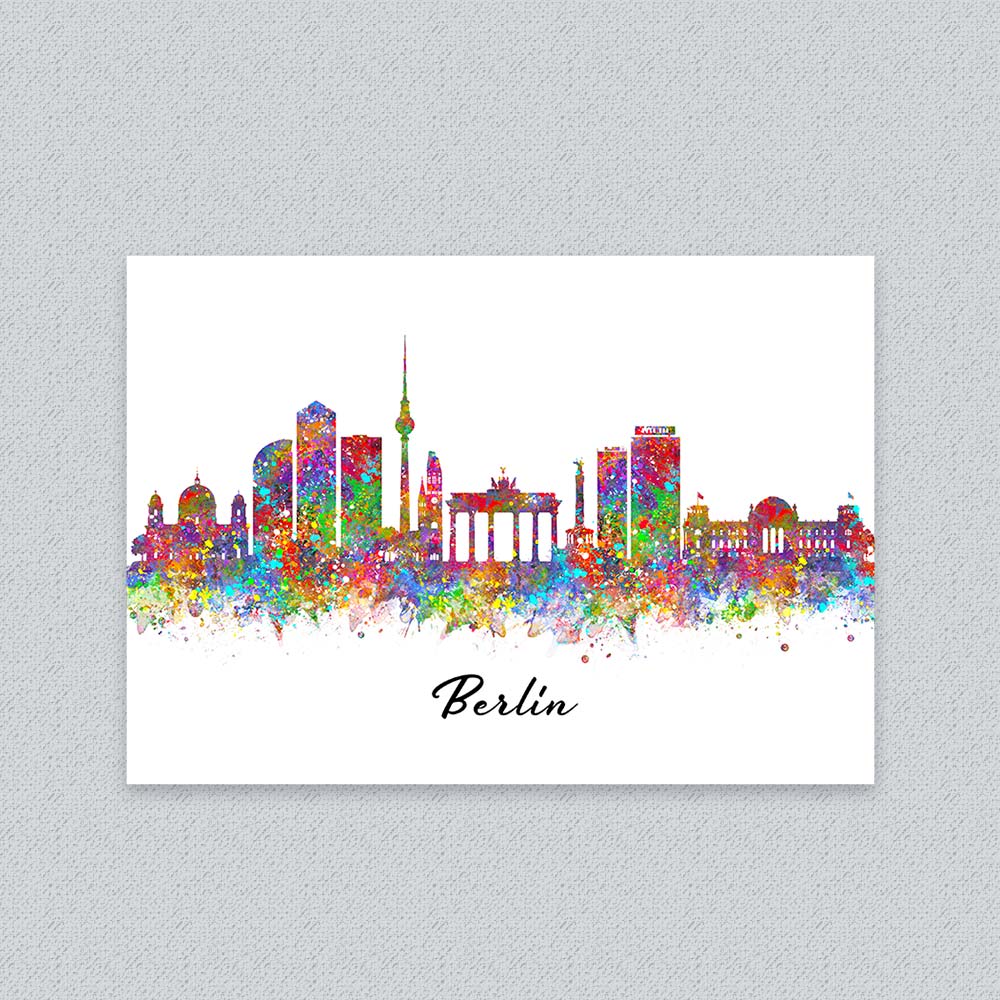 Berlin Skyline Wall Art Print – Colourful Watercolour Cityscape Poster | Berlin Decor