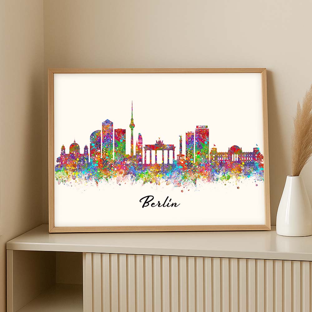 Berlin Skyline Wall Art Print – Colourful Watercolour Cityscape Poster | Berlin Decor