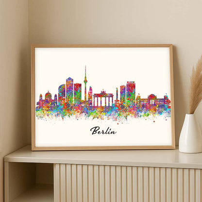 Berlin Skyline Wall Art Print – Colourful Watercolour Cityscape Poster | Berlin Decor