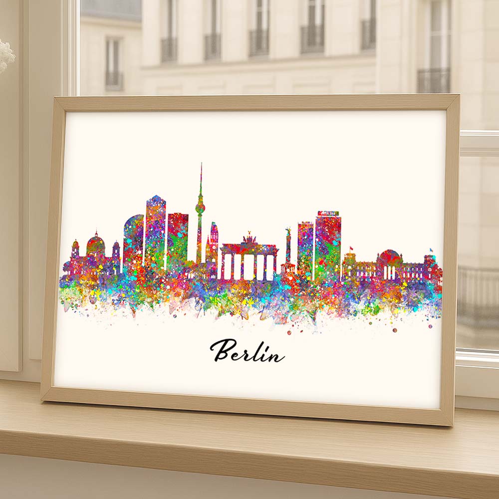 Berlin Skyline Wall Art Print – Colourful Watercolour Cityscape Poster | Berlin Decor