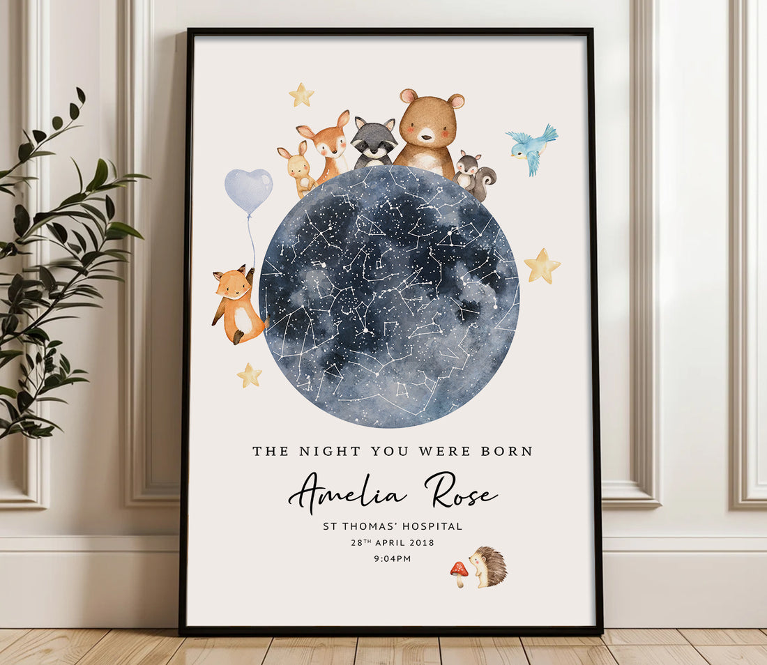 Personalised Star Map Baby Print – &quot;The Night You Were Born&quot; | Custom Birth Poster | Newborn Gift | Nursery Wall Art