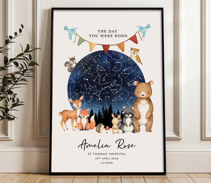 Personalised Star Map Baby Print – &quot;The Night You Were Born&quot; | Custom Birth Poster | Newborn Gift | Nursery Wall Art (Copy)