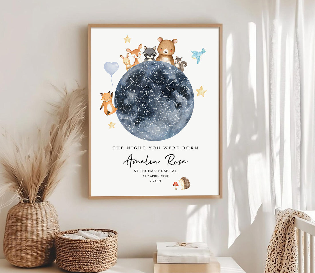 Personalised Star Map Baby Print – &quot;The Night You Were Born&quot; | Custom Birth Poster | Newborn Gift | Nursery Wall Art