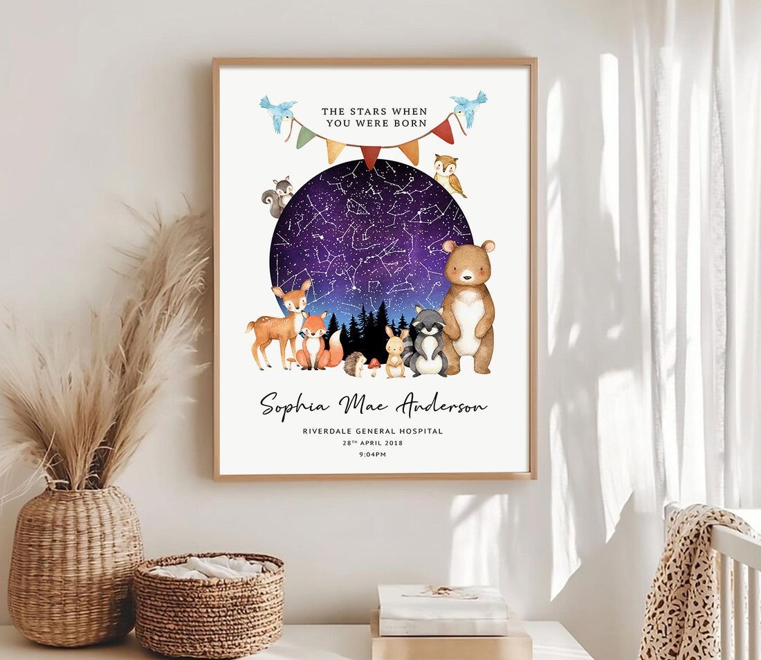 Personalised Star Map Baby Print – &quot;The Night You Were Born&quot; | Custom Birth Poster | Newborn Gift | Nursery Wall Art (Copy)