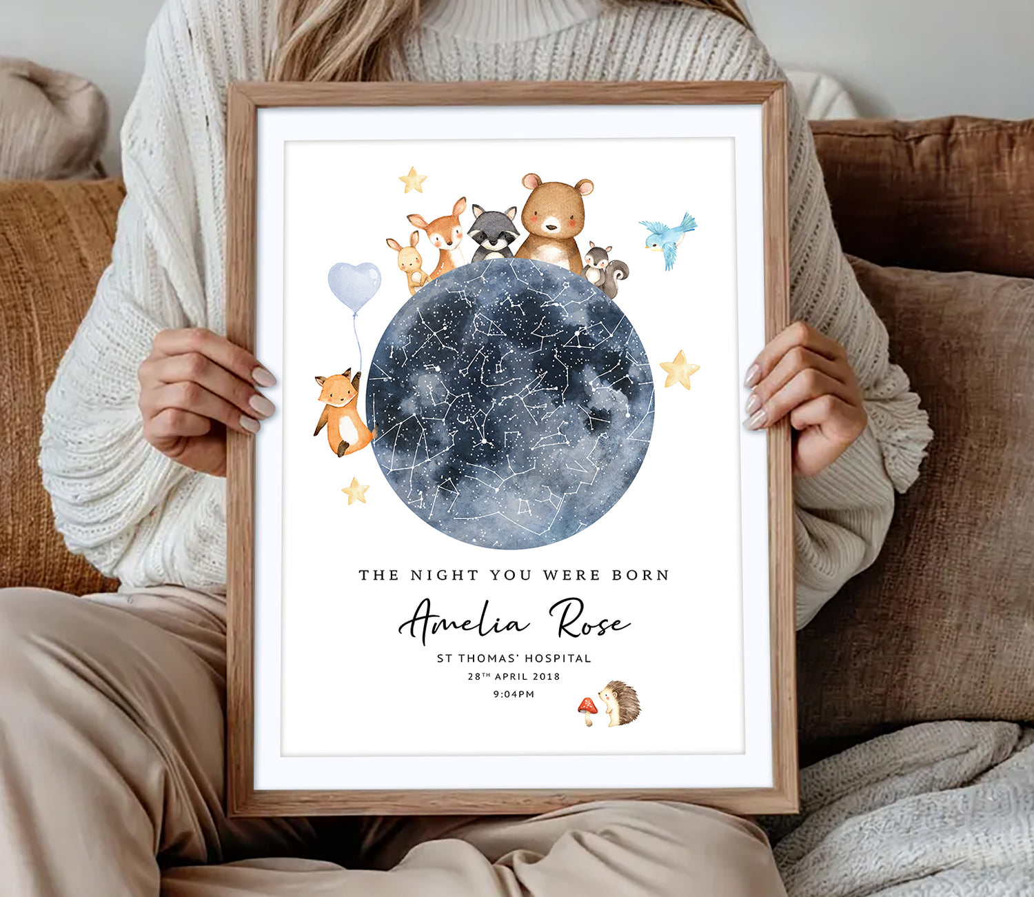 Personalised Star Map Baby Print – &quot;The Night You Were Born&quot; | Custom Birth Poster | Newborn Gift | Nursery Wall Art