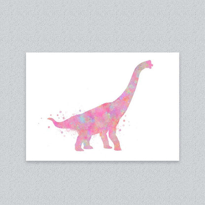 Brachiosaurus Dinosaur Wall Art – Watercolour Print for Kids Room or Nursery