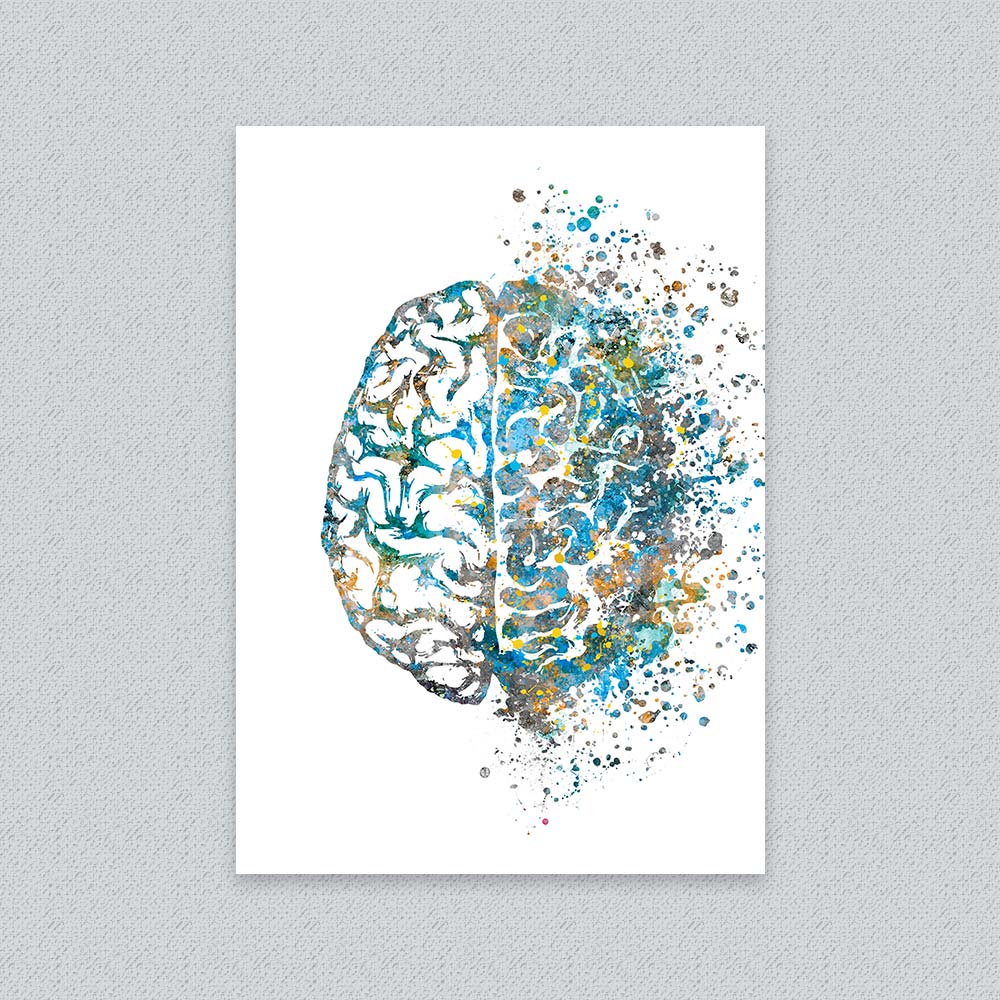 Brain Art Print – Minimalist Anatomy Wall Decor