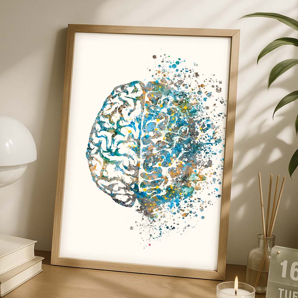 Brain Art Print – Minimalist Anatomy Wall Decor