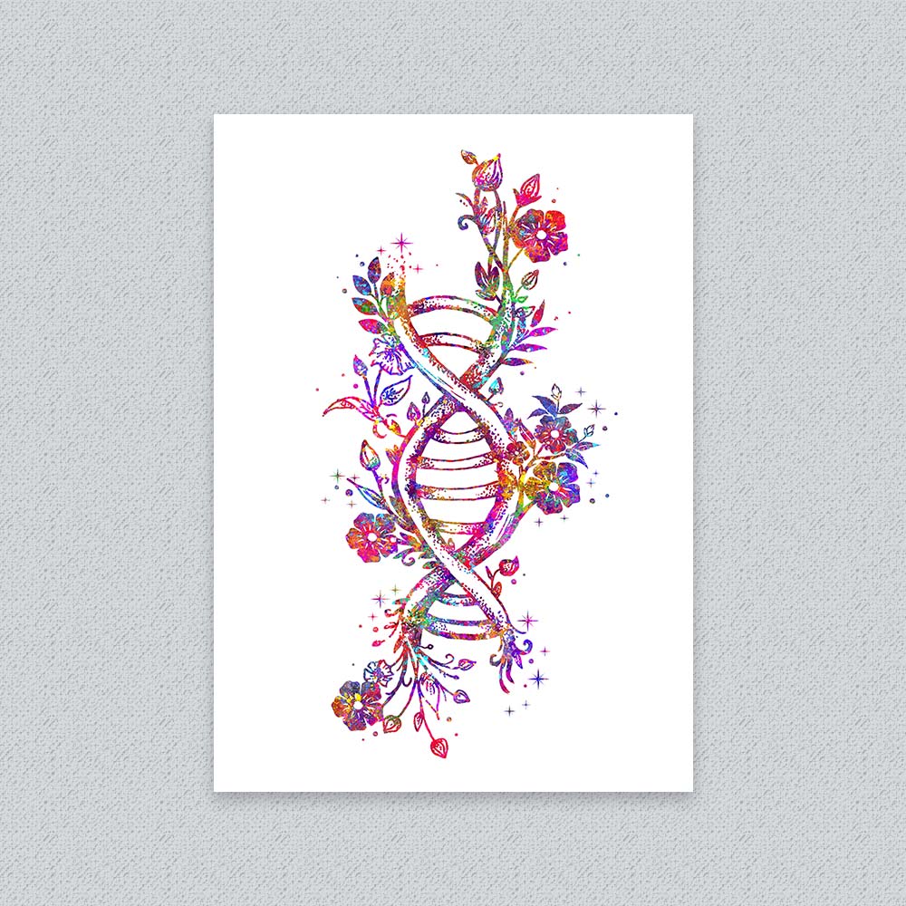 Floral DNA Art Print – Colorful Botanical Science Wall Decor