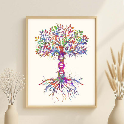 DNA Tree Art Print – Family Roots &amp; Science Wall Art