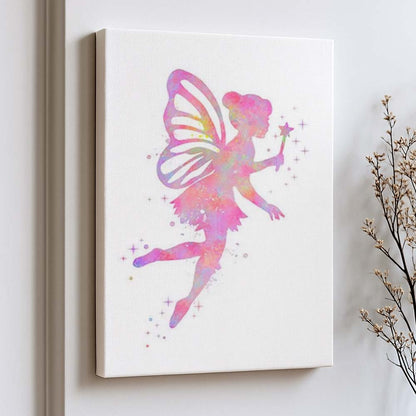Pink Fairy Watercolour Wall Art – Magical Nursery &amp; Girls Room Print