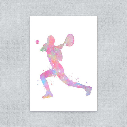 Female Tennis Player Watercolour Art Print