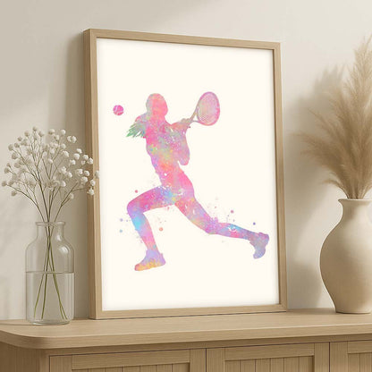 Female Tennis Player Watercolour Art Print