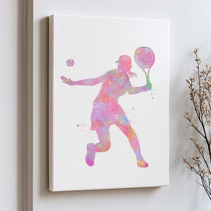 Female Tennis Serve Watercolour Art Print