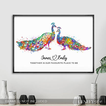 Peacock Couple Watercolour Print
