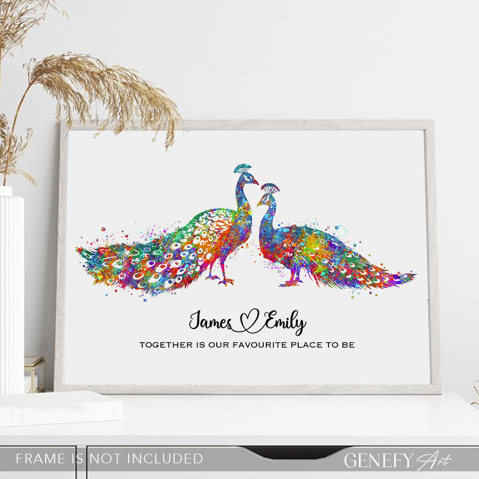 Peacock Couple Watercolour Print