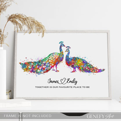 Peacock Couple Watercolour Print