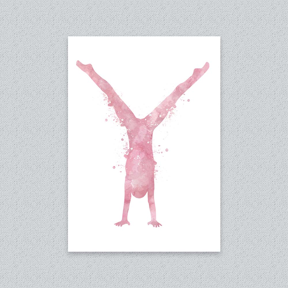 Blush Pink Watercolor Handstand Gymnast Art Print