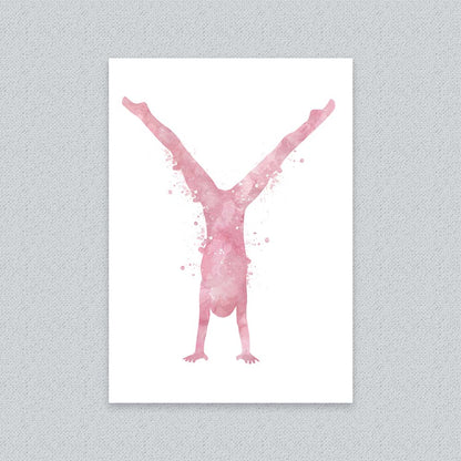 Blush Pink Watercolor Handstand Gymnast Art Print