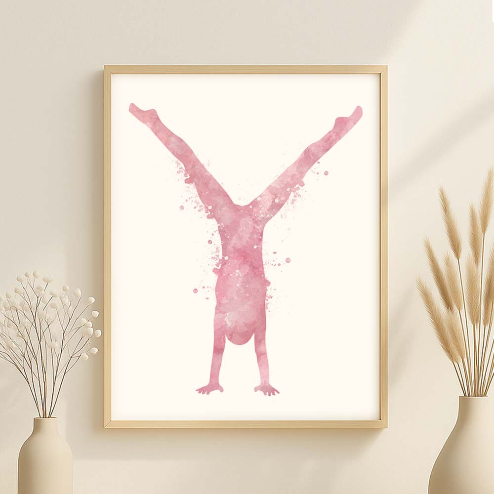 Blush Pink Watercolor Handstand Gymnast Art Print