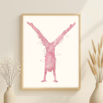 Blush Pink Watercolor Handstand Gymnast Art Print