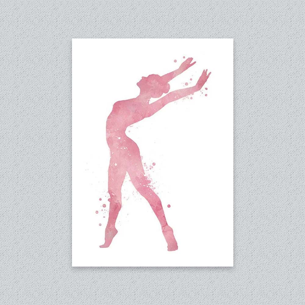 Blush Gymnastics Wall Art Print – Elegant Ballerina Silhouette Decor