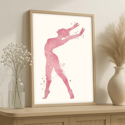 Blush Gymnastics Wall Art Print – Elegant Ballerina Silhouette Decor