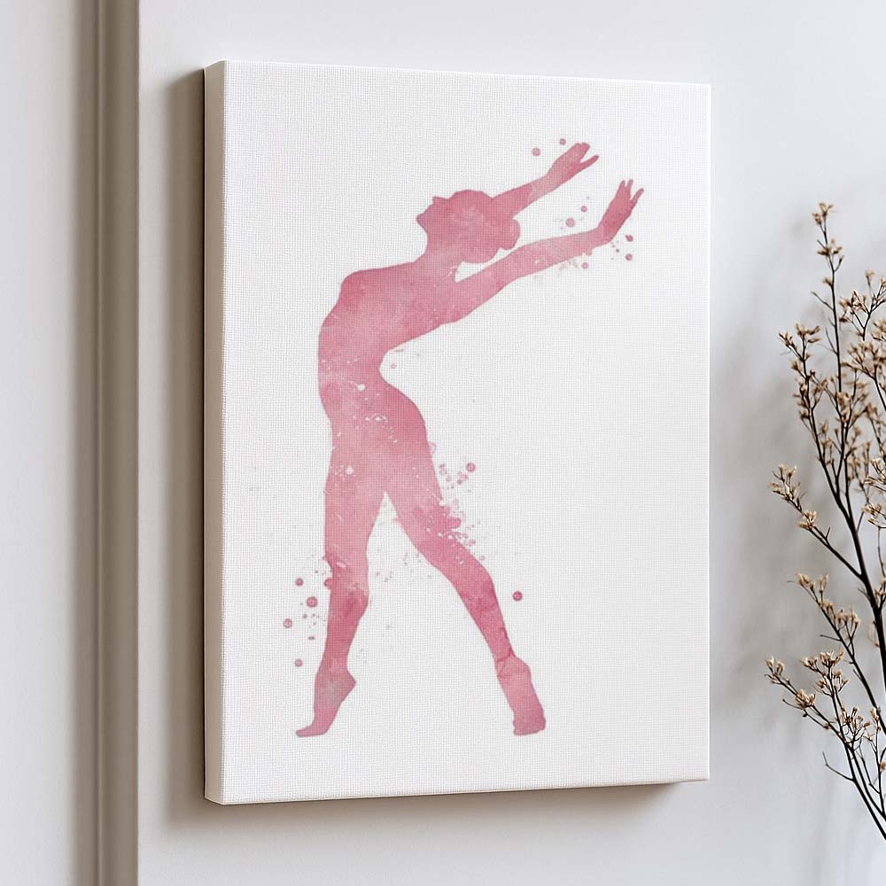 Blush Gymnastics Wall Art Print – Elegant Ballerina Silhouette Decor
