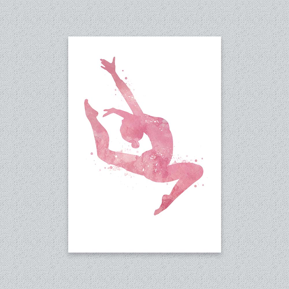 Blush Pink Watercolor Gymnast Leap Art Print