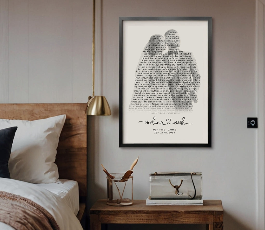 Personalised Song Lyrics Silhouette Print – First Dance Anniversary Gift for Couple