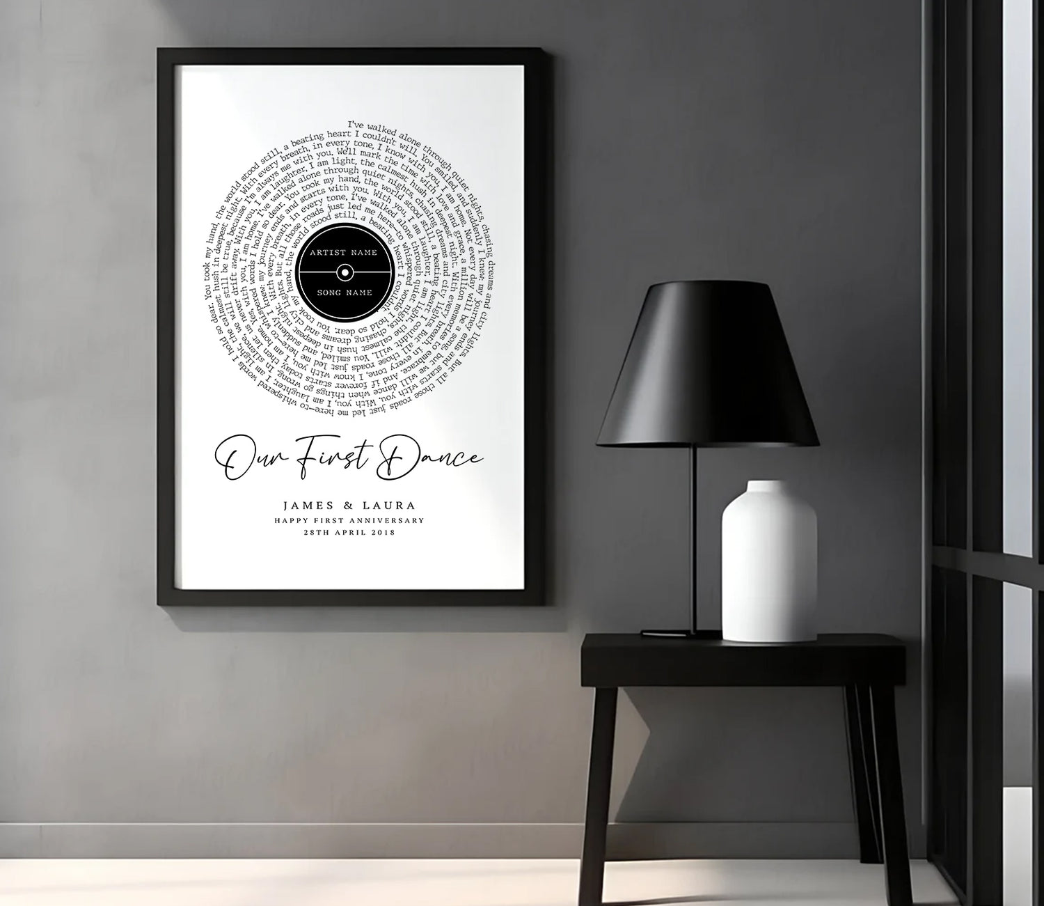 Personalised Lyric or Wedding Vow Print with Photo | First Dance or Anniversary Gift