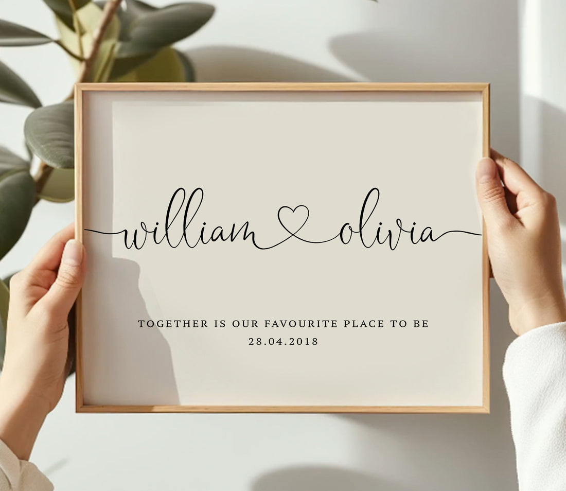 Custom Couple Names Print with Heart – Personalised Gift for Anniversary or Wedding