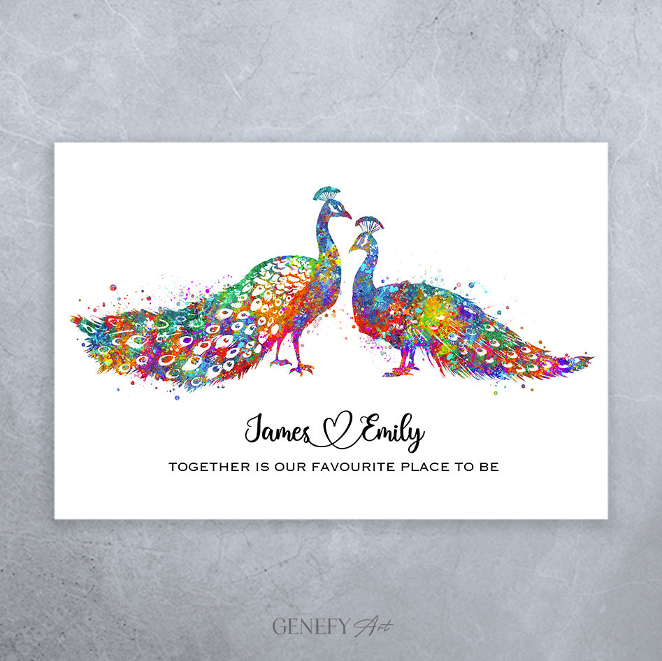 Peacock Couple Watercolour Print