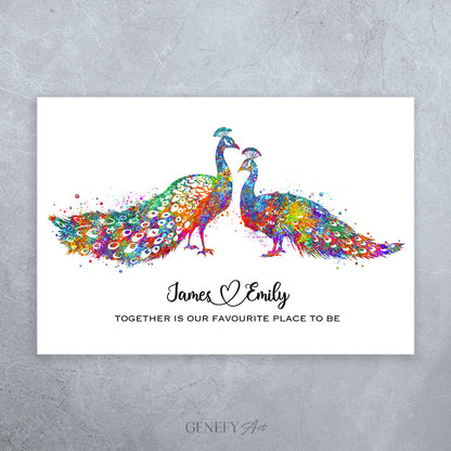 Peacock Couple Watercolour Print