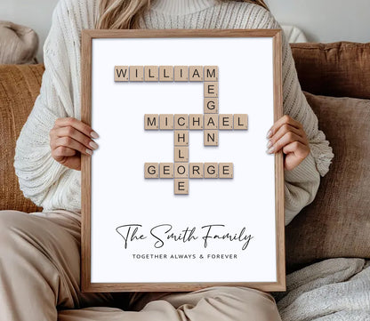 Personalised Scrabble Family Name Print – Custom Wooden Tile Wall Art | Family Gift &amp; Home Decor