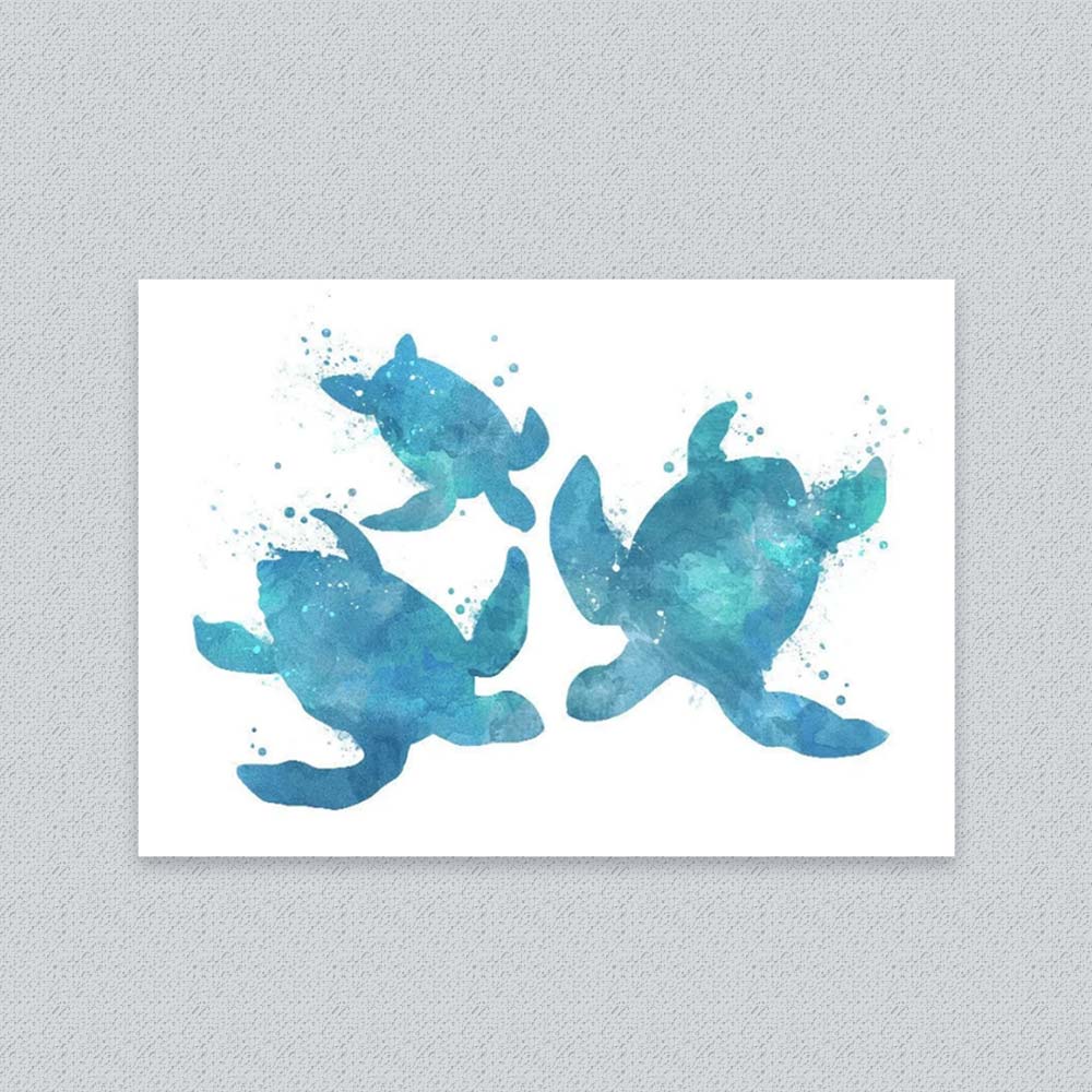 Sea Turtle Family of Three Watercolour Print