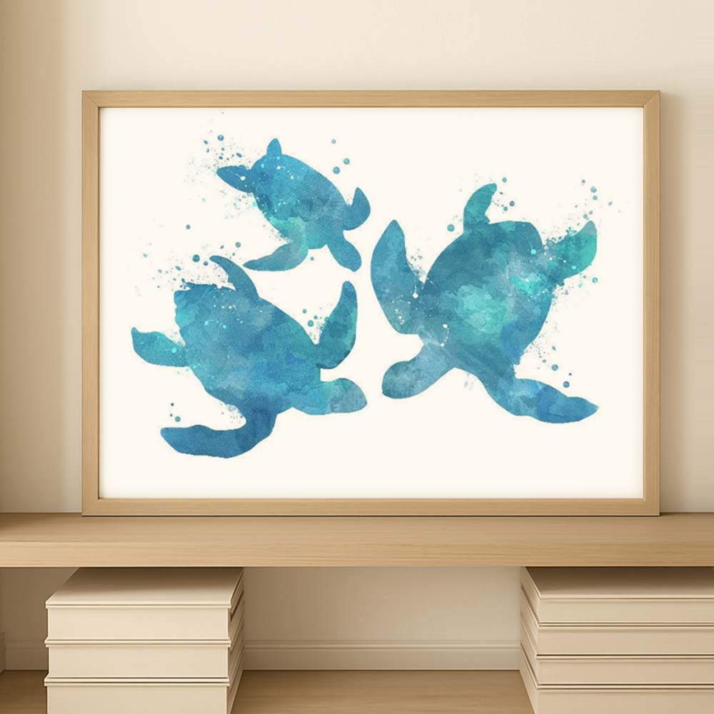 Sea Turtle Family of Three Watercolour Print