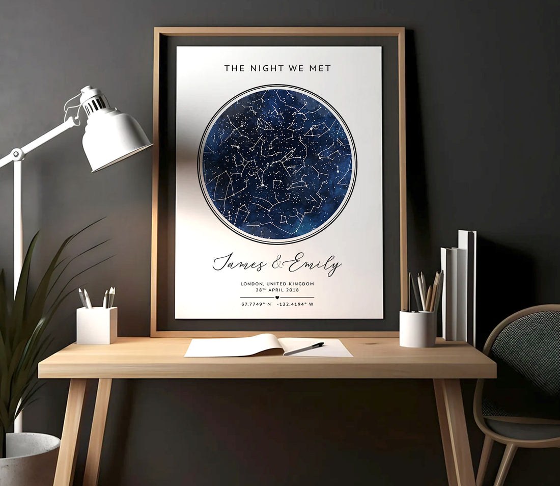 Personalised Star Map Gift – Custom Night Sky Constellation Poster | Anniversary Gift