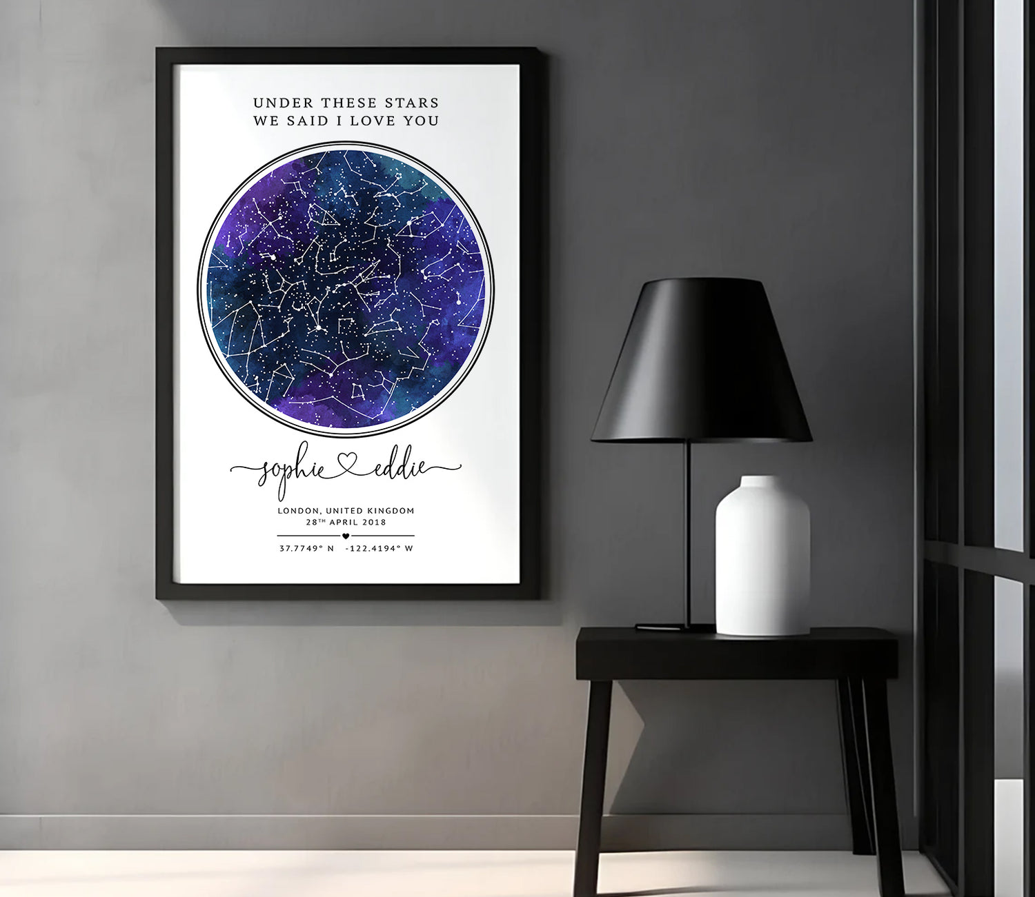 Personalised Star Map Gift – Custom Night Sky Constellation Poster | Anniversary Gift
