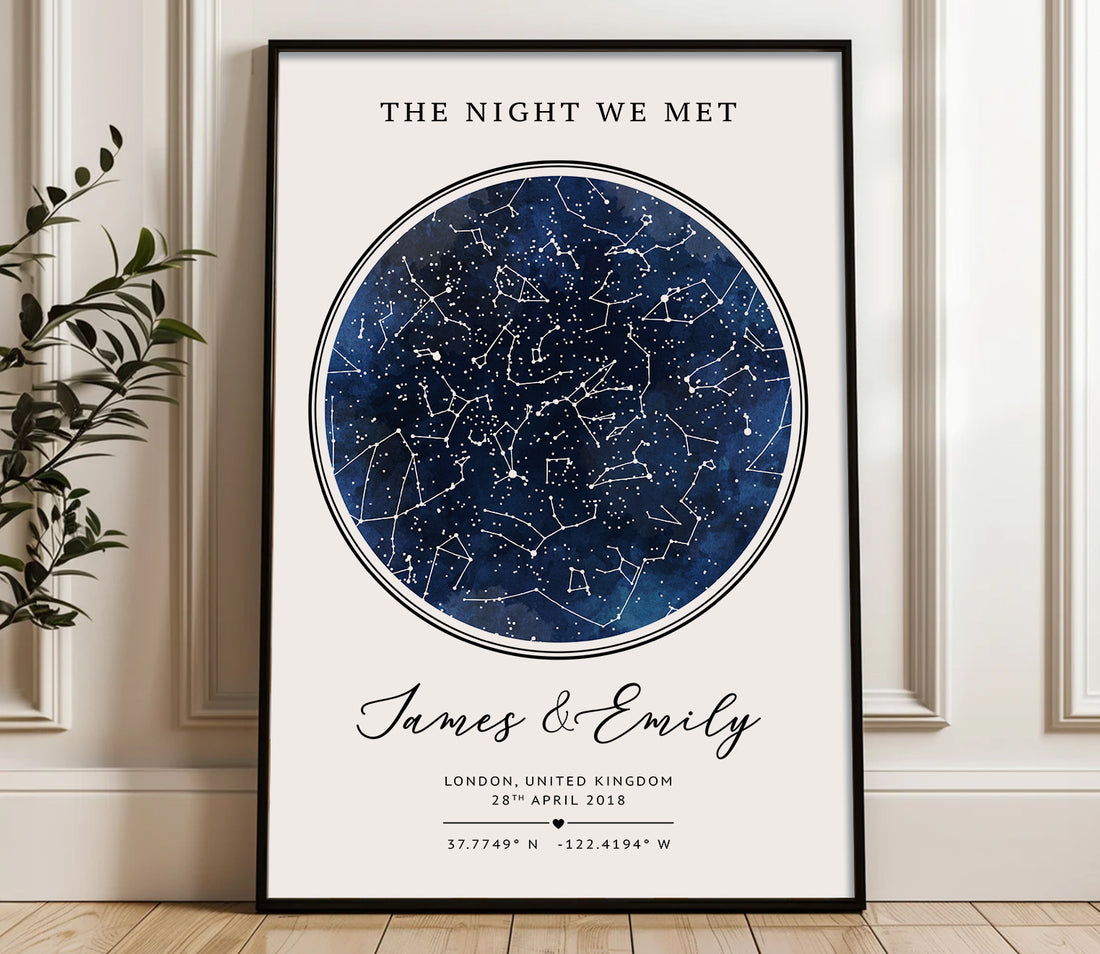 Personalised Star Map Gift – Custom Night Sky Constellation Poster | Anniversary Gift