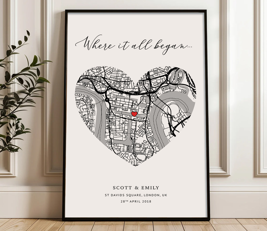 Personalised Heart Map Print – Where It All Began