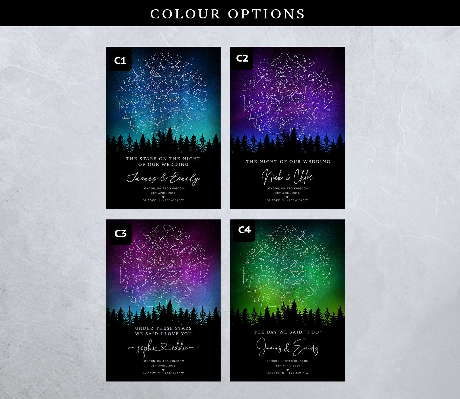 Personalised Star Map Gift – Custom Night Sky Constellation Poster | Anniversary Gift