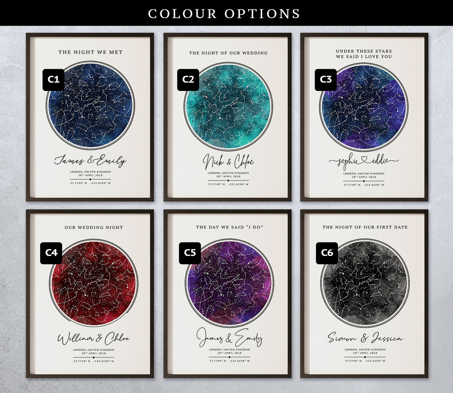 Personalised Star Map Gift – Custom Night Sky Constellation Poster | Anniversary Gift