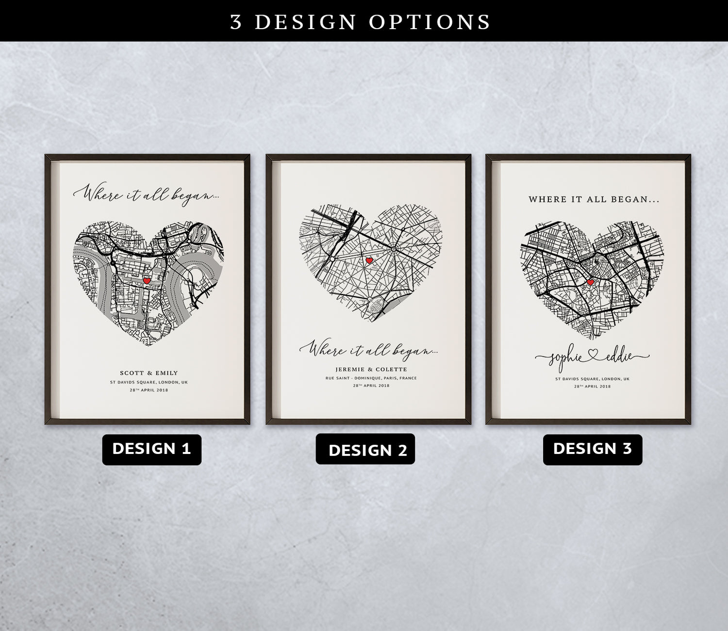 Personalised Heart Map Print – Where It All Began