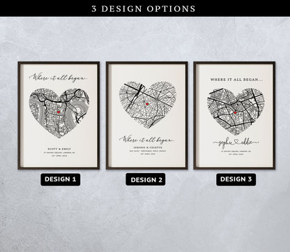 Personalised Heart Map Print – Where It All Began