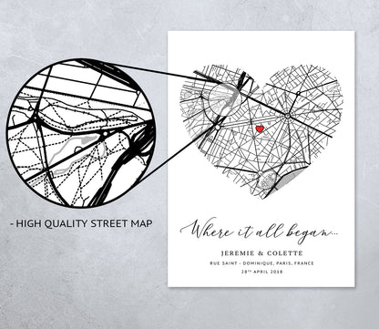 Personalised Heart Map Print – Where It All Began