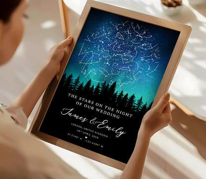 Personalised Star Map Gift – Custom Night Sky Constellation Poster | Anniversary Gift