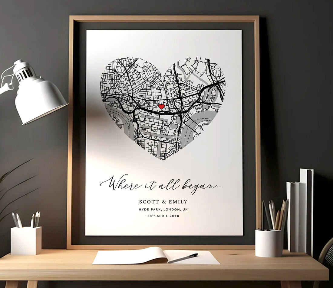 Personalised Heart Map Print – Where It All Began