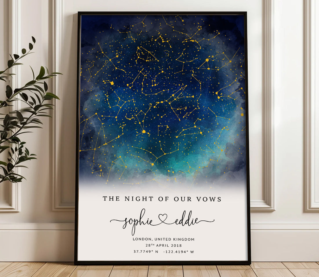 Personalised Star Map Gift – Custom Night Sky Constellation Poster | Anniversary Gift