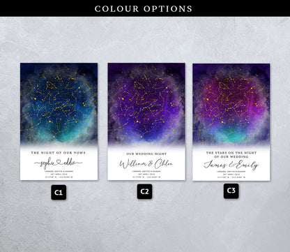 Personalised Star Map Gift – Custom Night Sky Constellation Poster | Anniversary Gift